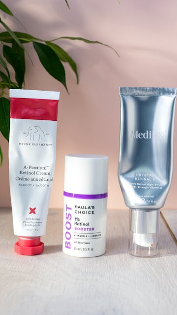 Drunk Elephant A-Passionni Retinol Cream, Paula’s Choice 1% Retinol Booster