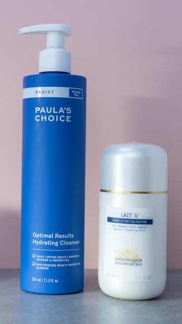 Biologique Recherche Lait U, Paula’s Choice Optimal Results Hydrating Cleanser