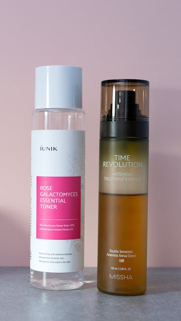Iunik Rose Galactomyces Essential Toner, Missha Time Revolution Artemisia Treatment Essence