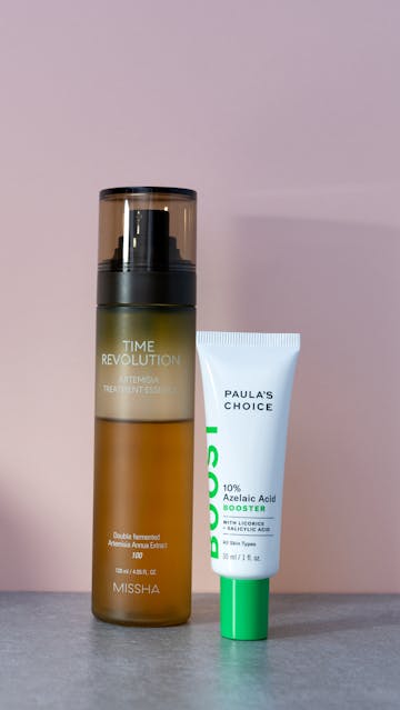 Missha Time Revolution Artemisia Treatment Essence, Paula’s Choice 10% Azelaic Acid Booster