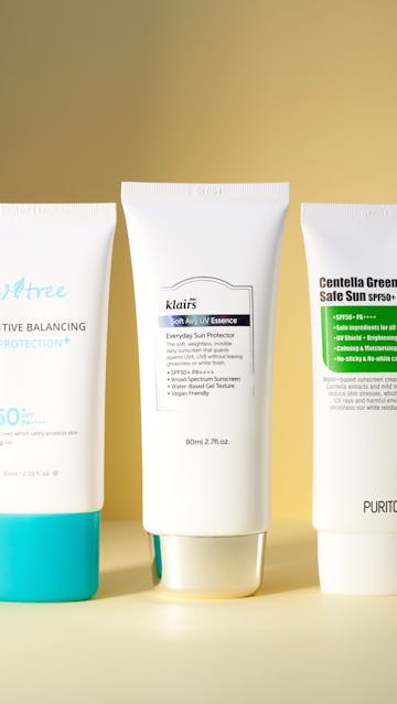 Isntree Sensitive Balancing Sun Protection, Klairs Soft Airy UV Essence, Purito Centella Green Level Safe Sun