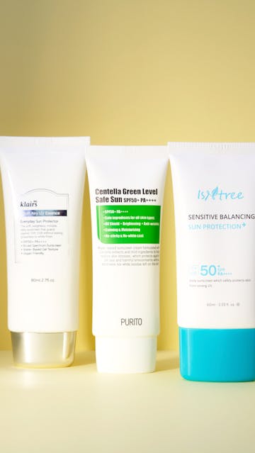 Isntree Sensitive Balancing Sun Protection, Klairs Soft Airy UV Essence, Purito Centella Green Level Safe Sun